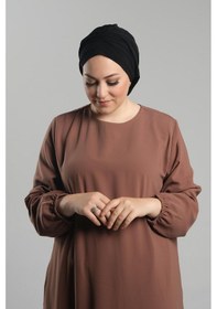 Resim Hürrem Bone Siyah Pratik Hazır Geçmeli Tesettür Bone Sandy Büzgülü Salaş 2119 01 Siyah 