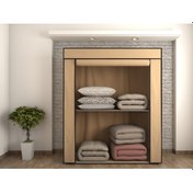 Resim Çelik Borulu Bej Yorgan Hurcu Bez Dolap Yüklük Gardırop 