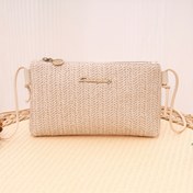 Resim Kadınlar için Hafif Dokuma Zarf Çapraz Vücut Çantası - Ayarlanabilir Askılı, Polyester Astarlı Minimalist Plaj Çantası, Günlük İşe Gidiş Geliş ve Tatil için Çok Yönlü, Seyahat Çantası, Tatilde Kullanıma Uygun Stil, Altın Ton Donanım 