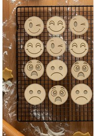 Resim Emojiler Kurabiye Kalıbı, Hamur Şekillendirici, Bisküvi Kalıbı, Kolay Kesim Ucu Beyaz 
