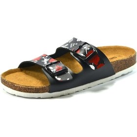 Resim Gezer Siyah Çift Tokalı Günlük Kadın Terlik Siyah 