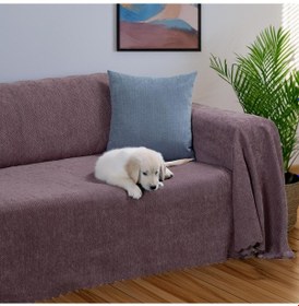 Resim Jakarlı Şönil Koltuk Örtüsü Çekyat Örtüsü Koltuk Şalı 175x300kaymaz Gül Kurusu Gül Kurusu 