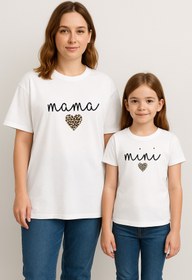 Resim SVART WEAR MAMA MINI Leopar Anne Kız Kombin Tişört Takımı T-Shirt Twin Anne Kız Çocuk Oversize (TEKLİ FİYAT) 