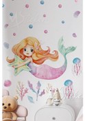 Resim MSticker Deniz Kızı Temalı Soft Renklerde Çocuk Odası Duvar Sticker Seti - Su Altı Temalı Sticker 