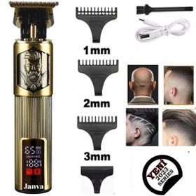 Resim Janva Vintage T12 Lcd Ekran Lazer Epilasyon Öncesi Vücut Kılı Traş Saç Ense Sakal Çizim Tıraş Makinesi 