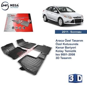 Resim Ford Focus 3 Paspas 3D Siyah Rizline Havuzlu 2011- Sonrası 