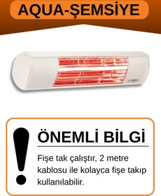 Resim Aqua 2000 Watt GSU20 Şemsiye Tip Kumandasız Suya Dayanıklı Elektrikli Infrared Isıtıcı-Beyaz 