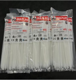 Resim MB PLAS 4.8 # 300 Kablo Bağı Plastik Cırt Kelepçe Beyaz 1000 Adet 