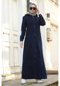 Resim Neways 6463-Kapşonlu Denim Ferace Lacivert 