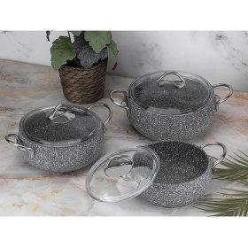 Resim Taç Luna Granit 3'lü Güveç Seti Gri 