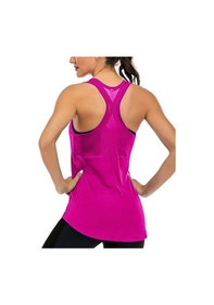 Resim Ghassy Co. Kadın Racerback Sırt Açık Yarı Fileli Antrenman Yoga Koşu Spor Atlet Tank Tops 1780 001 Fuşya 
