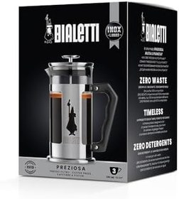 Resim Bialetti - Preziosa French Press: Yaklaşık 350mL kapasiteli kahve hazırlayıcı - 18/10 Paslanmaz Çelik Gövde - Bulaşık Makinesinde Yıkanabilen Borosilikat Cam Sürahi - Paslanmaz Çelik Filtre Sistemi 