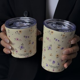 Resim 1 adet Mor Çiçekli Yalıtımlı Paslanmaz Çelik Termos Bardak - 11.8oz/9.47oz, Sıcak & Soğuk İçecekler için Tekrar Kullanılabilir Çift Duvarlı Seyahat Kupası, Kahve, Çay, Meyve Suyu, Süt ve Daha Fazlası için Mükemmel - Araba, Ev, Ofis ve Dış Mekan Kullanımı için İdeal - Sadece Elde Yıkama 