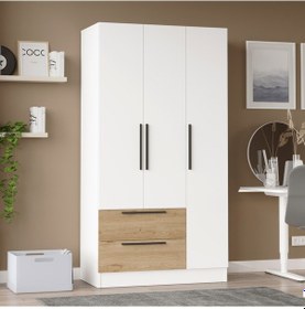 Resim Lukas 3 Kapaklı 2 Çekmeceli Gardırop Elbise Dolabı Sepet-beyaz 