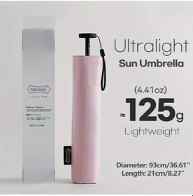 Resim Elmpaly Pembe 111g Karbon Fiber Katlanır Uv Koruma Rüzgar Geçirmez Şemsiye 