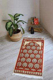 Resim Turuncu Renkli Ipeksi Keseli Seccade Seti S1001 Turuncu Çok Renkli 