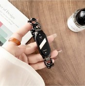 Resim Xiaomi Smart Band 9 Nfc/9/8 Nfc/8 İçin Zincir Askısı Konektörlü Çinko Alaşımlı Metal Akıllı Saat Bantları - Siyah 