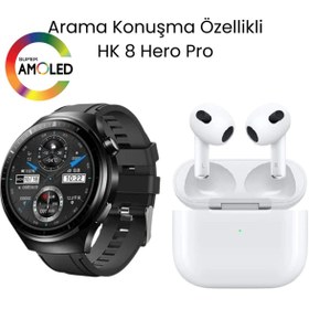 Resim sanalticaretiniz Watch HK 8 Hero Pro Akıllı Saat ve Air 3 SE Bluetooth Kulaklık 