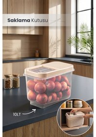 Resim Çok Amaçlı Saklama Kabı 10lt Multibox- Erzak Bakliyat Deterjanlık Saklama Kutusu Bej 
