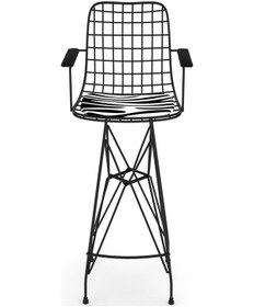 Resim Knsz kafes tel bar sandalyesi 1 li zengin syhbonar kolçaklı 75 cm oturma yüksekliği ofis cafe bahçe mutfak 