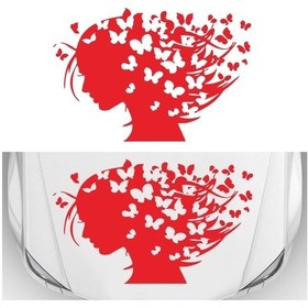 Resim Sones D-956 Kelebek Kız Desenli Araba Modifiyeli Dekoratif Etiket Kırmızı 