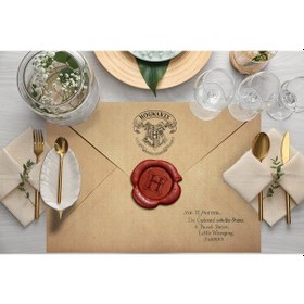Resim Adawall Home Harry Potter Letter Kumaş Amerikan Servis 4'lü Set Bej 