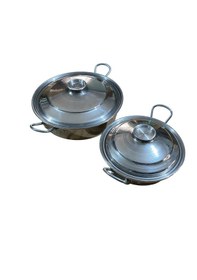 Resim Mobilreyon Alüminyum Kızartma,pilav,karnıyarık,kamp Tavası 2'li Set 24 Cm-32 Cm-kapaklı Tava Gümüş 