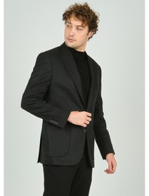 Resim Gio Erkek Klasik Kesim Regular Fit Yün Ceket 3141 Antrasit Antrasit 
