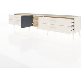 Resim Hyperion Tv Ünitesi Tek Raflı 4 Çekmeceli Tek Kapaklı 220x44x51 Aytaşı-antrasit/aytaşı Antrasıt/aytası - Aytası 