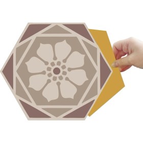 Resim Tink Kendinden Yapışkanlı Bej Altıgen Pvc Karo 27X31 cm 