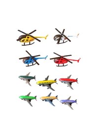 Resim Metal Oyuncak Helikopter Ve Uçak Seti - 10 Parça Çek-bırak Özellikli 