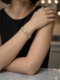 Resim Starglow Kadın Bileklik 14 Ayar Altın Kaplama, Zirkon Taşlı Göz Alıcı Trend Bileklikler, Kararmaz, Dayanıklı Altın Kaplama Bileklik Modelleri Şık ve Zarif Takı, Sevgiliye Hediye 