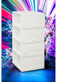 Resim Leeshome Büyük Boy Beyaz Plasitik Çekmeceli4 Katlı Sebzelik Komid 