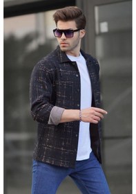 Resim Madmext Vizon Desenli Regular Fit Erkek Gömlek 6722 Vizon 