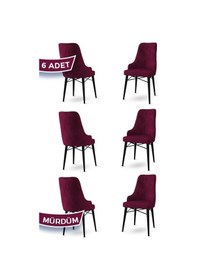 Resim Canisa Neta Serisi, 1.sınıf Babyface Kumaş Sandalye, Siyah Gürgen Ayak, 6 Adet Mürdüm Sandalye Sandalye Mürdüm Ayakları Siyah 