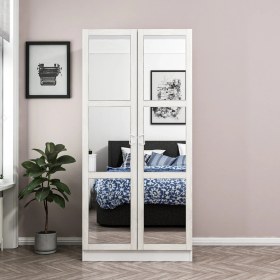 Resim Minar Kale Country 2 Kapak Aynalı Zincir Dolap - Eskitme Beyaz 210 cm 