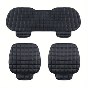 Resim Kare desenli, üç parçalı set, peluş araba koltuk minderi, oval şekil, elde yıkanabilir, kuru temizleme yapılmaz, hafif ve dayanıklı evrensel 