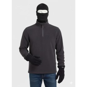 Resim Oil Company 3'lü Polar Set Kar Maskesi, Polar Eldiven ve Yarım Fermuarlı Polar Sweatshirt 