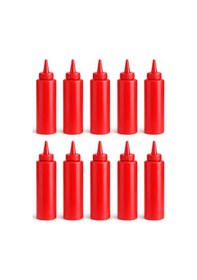 Resim Sosluk Sıkma Şişesi 10 Adet 750 Ml Bpa Free Ketçap Sos Şişesi Endüstriyel Kullanım Kırmızı 
