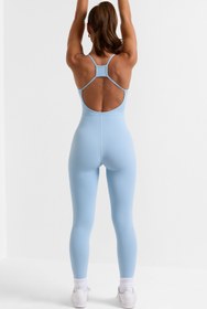 Resim Buz Mavisi Arkası Açık Tam Boy Unitard - XXL 