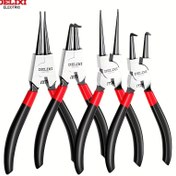 Resim Snap Ring Pensesi, 12.7 cm İç ve Dış Circlip Pensesi Seti, CR-V Düz ve Eğri Çeneli Pensesi, Halkalı Sökücü, Tutma ve Hortum Çıkarma İçin İdeal 