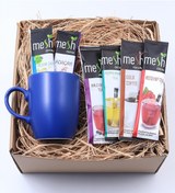 Resim Karışık 12'Li Mesh Stick Bitki Çayı Seti & Mavi Kupa Hediye Seti 