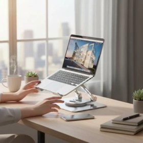 Resim Notebook ve Laptop Uyumlu 360 Derece Dönen Stand, Ayarlanabilir Laptop Tutucu, Sağlam Tabanlı, Yüksekliği Ayarlanabilir Tutucu, Notebook Stant 747 