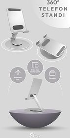 Resim fiigo Telefon Standı Katlanabilir Çok Fonksiyonlu 360 Derece Dönebilen Metal Silver 