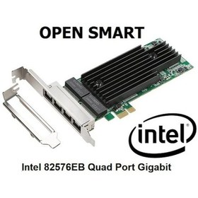 Resim Open Smart OPS01G64NT Quad 4 Port Intel 82576EB Gigabit PCI-E X1 Ethernet Kartı 