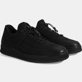 Resim Desa Erkek Siyah Bağcıklı Nubuk Deri Sneaker 