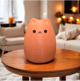 Resim Home Sevimli Kedi Figürlü Turuncu Neon Masa Lambası 