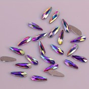 Resim 100'lük Yağmur Damlası AB Kristal Renkli Taşlar, 3D Düz Sırtlı Mücevherler DIY Tırnak Sanatı, Giyim, Ayakkabı, Yüz Boyama ve Aksesuar Süslemeleri için - Koku Yok 