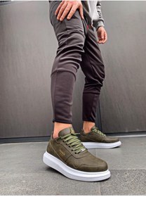 Resim KN Fashion Mp040 Bt Bağcıklı Cilt Ortopedik Yüksek/kalın Taban Erkek Sneaker Haki 