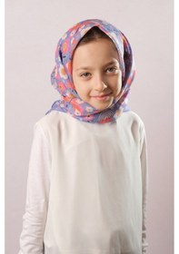 Resim Hürrem Bone Mor Dijital Baskılı Çocuk Tesettür Eşarp Pamuk Polyester Kelebek Desenli 6003 22 Mor 